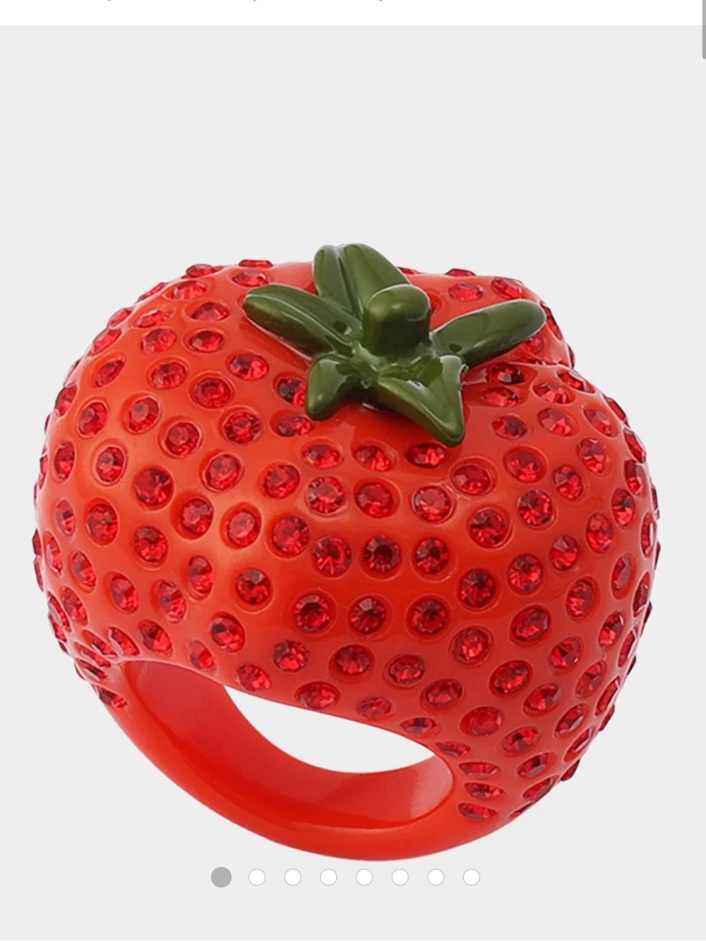 NWT Betsy Johnson Tomato Statement Ring Size 7.5 Bedazzled Cocktail Current